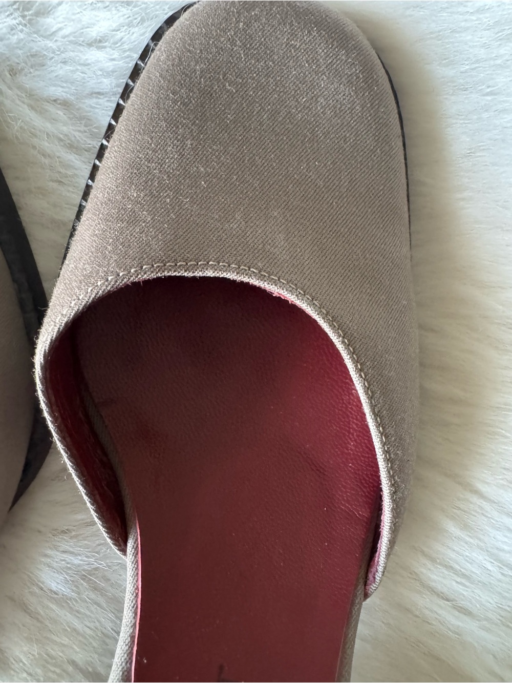 Yves Saint Laurent Taupe Slingback Mules with Red Insole - Picture 4 of 14